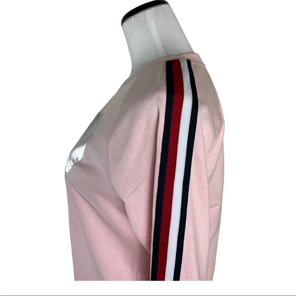 NWT Tommy Hilfiger Pink Metallic Heart Sweatshirt Dress Long Sleeves Sz M Y2K